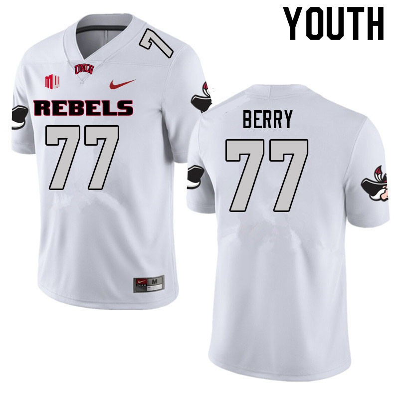 Youth #77 Anthony Berry UNLV Rebels College Football Jerseys Sale-White